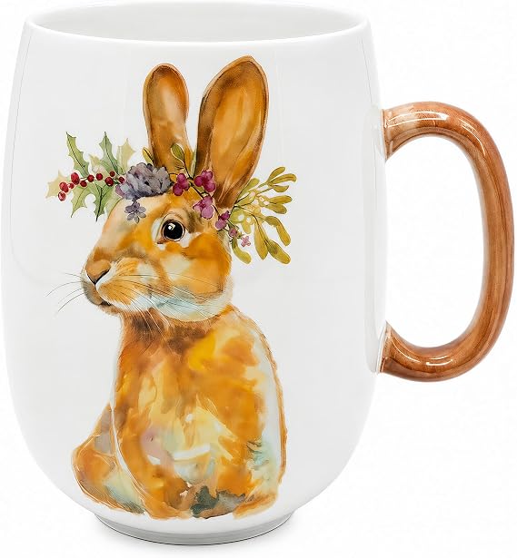 25oz Oversized Ceramic Coffee Mug, Vintage Floral Cup
