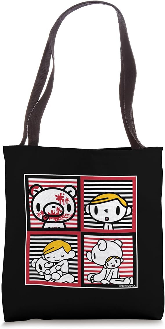 Gloomy Bear The Naughty Grizzly & Pity Striped Squares Anime Tote Bag