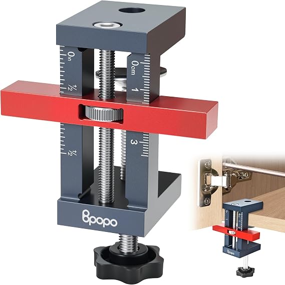 Cabinet Door Mounting Jig, Adjustable Aluminum Alloy Installation Positioner Tool Jig for Installing Frameless or Face Frame Cabinet Doors