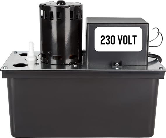 Little Giant VCL-24ULS, 230V, 270 GPH, Condensate Removal Pump | 6' cord with 230-volt plug, 1/18 HP, 24' shutoff, Automatic, Safety switch, 1 gallon large capacity tank, 553211