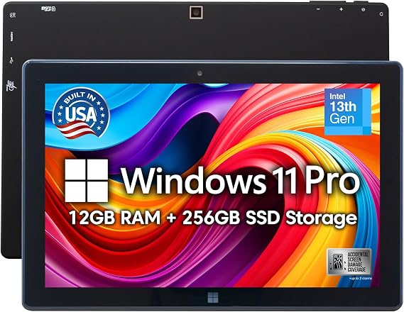 Fusion5 Built in USA 10.1 Windows 11 Professional Tablet PC FWIN232 PRO N5, 12GB RAM, 256GB SSD, Intel 13th Gen, Full HD Windows Tablet, USB C, HDMI - with Accidental Damage
