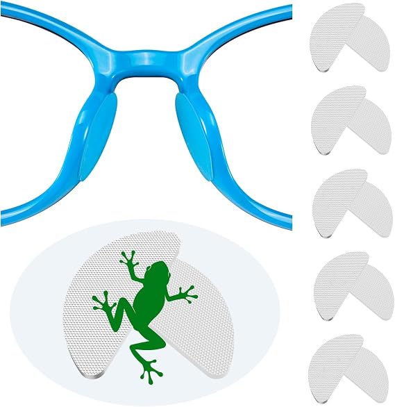 0.6mm Ultra-Thin Anti-Slip Eyeglass Nose Pads, Thousands of Frog-Inspired Microstructured Fibers, Soft Adhesive Silicone Nose Pads, Glasses Nose Pad for Glasses, Sunglasses (5 Pairs Clear)