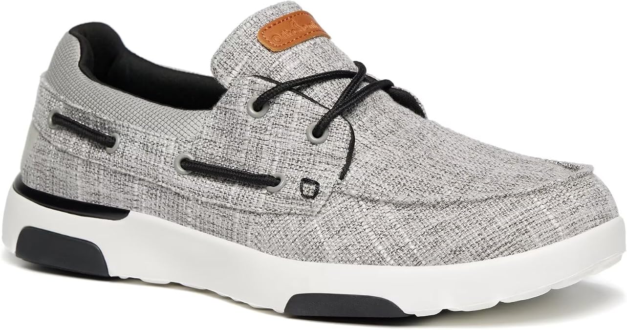 OrthoComfoot Men's Orthopedic Slip-On Loafers Walking Shoes: Casual Canvas Plantar Fasciitis Loafers with Arch Support, Comfortable Orthotic Shoes for Foot and Heel Pain Relief