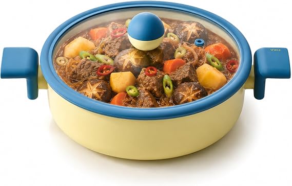 Neoflam Danish 8-Inch Ceramic Nonstick Small Casserole Pot with Lid, 1.6 Qt