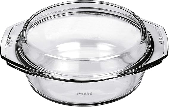 Simax 8593419414541 Round heatproof dish with lid 1L, one size, clear