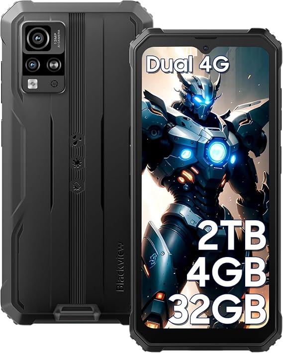 Blackview BV4800 Rugged Phone Unlocked, IP69K Waterproof Unlocked Smartphone, 4GB+32GB/SD 2TB, 6.56''HD+Display, 5180mAh Battery, 4G Dual SIM, 3 Card Slots, Glove Mode, Face ID, GPS,T-mobile Cellphone