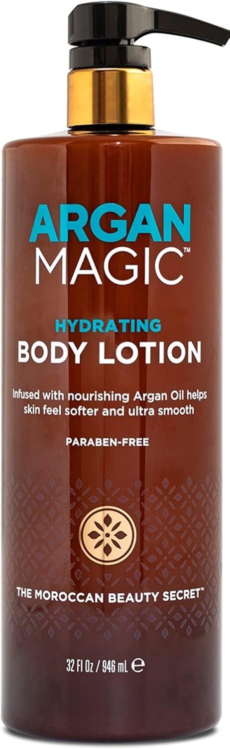 Argan Magic Hydrating Body Lotion with Argan Oil & Shea Butter for Dry Skin - Nourishes Skin, Restores Moisture, Smooths & Softens | Non-Greasy Formula | Paraben Free (32 oz)