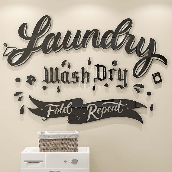 DecorSmart Laundry Room Decor Sign Farmhouse Laundry Sign Wall Decor 139 (Black)