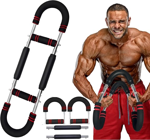 Latest-Gen Twister Arm Trainer, Adjustable Power Spring Workout Bar, Forearm Triceps Chest Exerciser Strengthener, Detachable Portable Home Fitness Equipment for Enhancing Upper Body Muscle