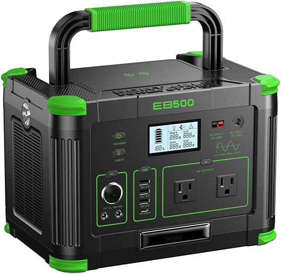 Portable Power Station 500W (Peak 1000W), 519.48Wh Solar Generator Power