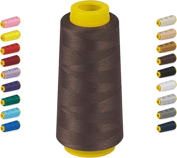 1800 Yards Serger Thread-Dark Brown, All Purpose Thread Sewing
