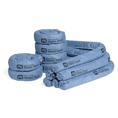 PIG Mildew-Resistant Absorbent Sock | Water Absorbing Snake | 3" W x 4' L | Absorbs up to 1 gal per Sock | 12 Count | PIG105-BL