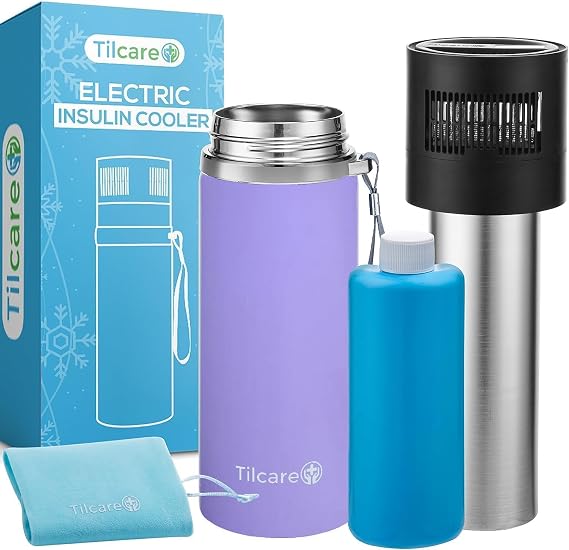 Electric Insulin Cooler Travel Case with USB Charger & BioGel - Unlimited Hours, Medication Case for Travel - Holds 6 Pen, TSA-Approved Medicine Cooler Lavender
