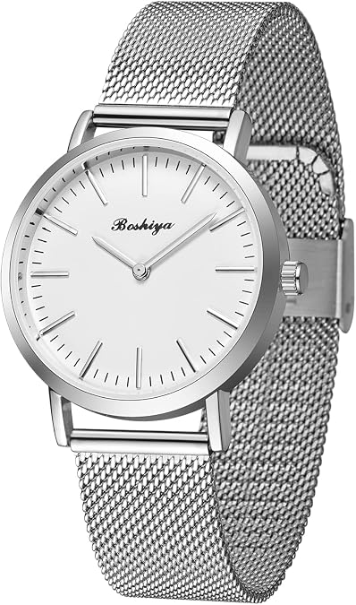 BOSHIYA Watches for Women Easy Reader 30mm Stainless Steel Expansion Band Sliver Gold Ladies Small Wrist Watch...