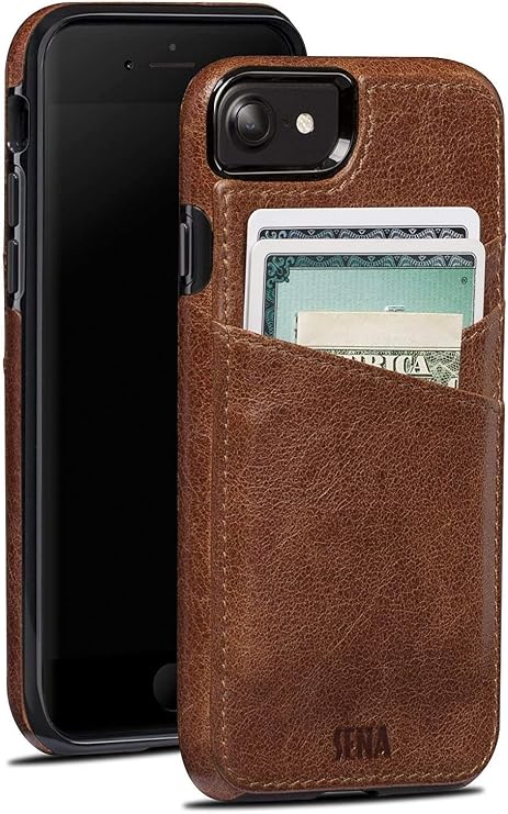 SENA Lugano Wallet Leather Case for iPhone (SE 2022/2020 - Cognac)