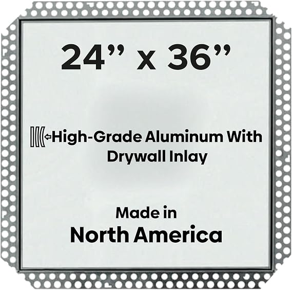 Best 24" x 36" Drywall Inlay Access Panel - Flush Aluminum Access Door with 5/8" Drywall Insert, Mud-in Flange, Welded Frame, Removable Hatch, Touch Latches, BA-IVHDF