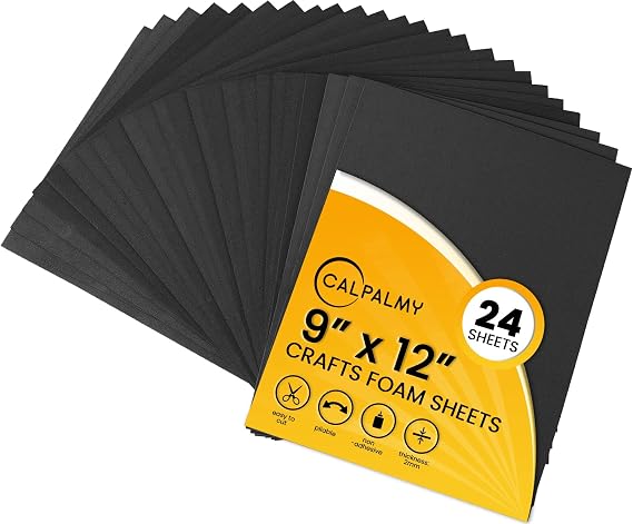 24 Ct Sheets Black EVA Cosplay Foam in 9 x 12 Sheets; High Density Thick Foam 85 kg/m3, 2mm (1/12); Great for Costumes, Props, Armor, Masks, Arts and Crafts Projects