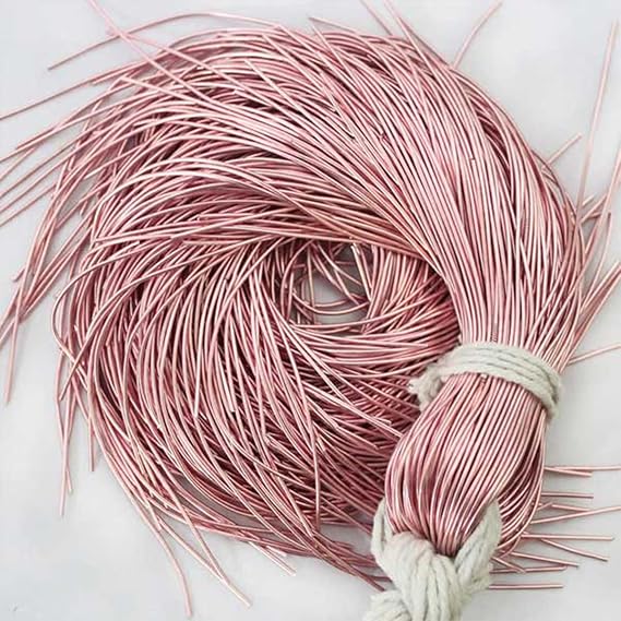 Embroiderymaterial Embroidery Smooth French Metallic Wires in Baby Pink Color 1MM (100 Grams)