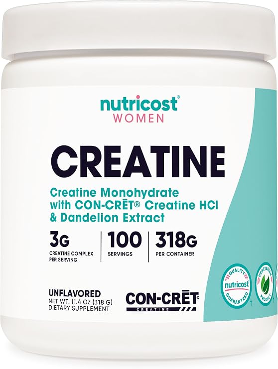 Nutricost Creatine Monohydrate Powder for Women (Unflavored) 100 Servings | Vegetarian, GMO-Free, Gluten-Free
