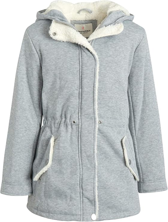 URBAN REPUBLIC Girls Anorak Jacket - Weather Resistant Sherpa Lined Midweight Winter Jackets for Girls with Hood