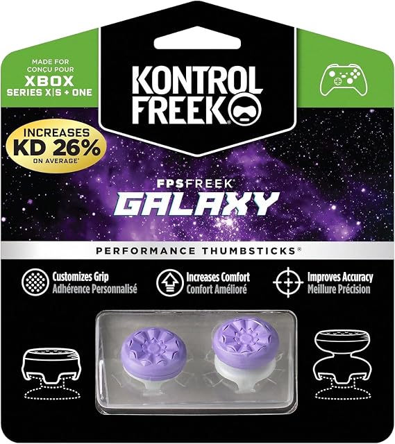 KontrolFreek FPS Freek Galaxy Purple for Xbox One and Xbox Series X Controller | 2 Performance Thumbsticks | 1 High-Rise, 1 Mid-Rise | Purple ...