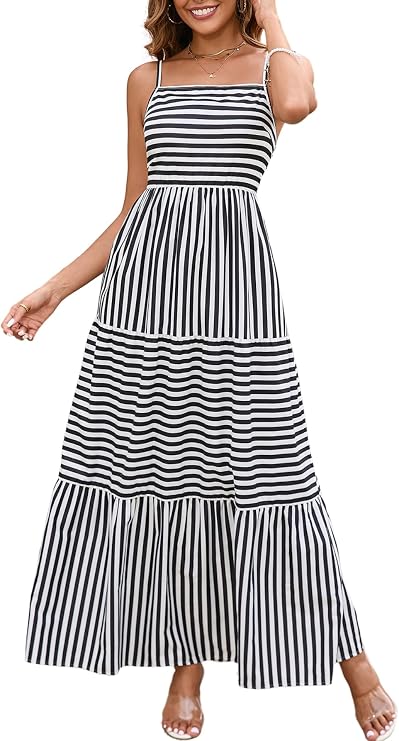Colysmo Summer Dresses for Women 2025 Beach Maxi Dress Spaghetti Strap Boho A Line Flowy Vacation Long Dress