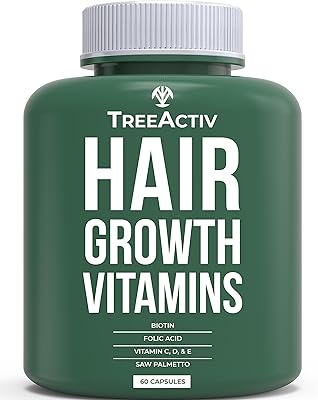 TreeActiv Hair Savior, Biotin  Saw Palmetto Hair Growth Vitamins, Volumizer & Thickening Supplement, Folate, MSM, B Complex Hair Growth Pills, 60 Capsules, 30-Day Supply