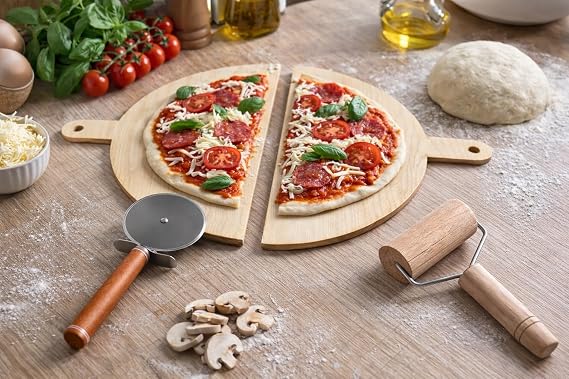 Premium Pİzza Yapim Setİ I Kesİcİ Rulet, Hamur AÇma Rulosu, Pİzza KÜreĞİ