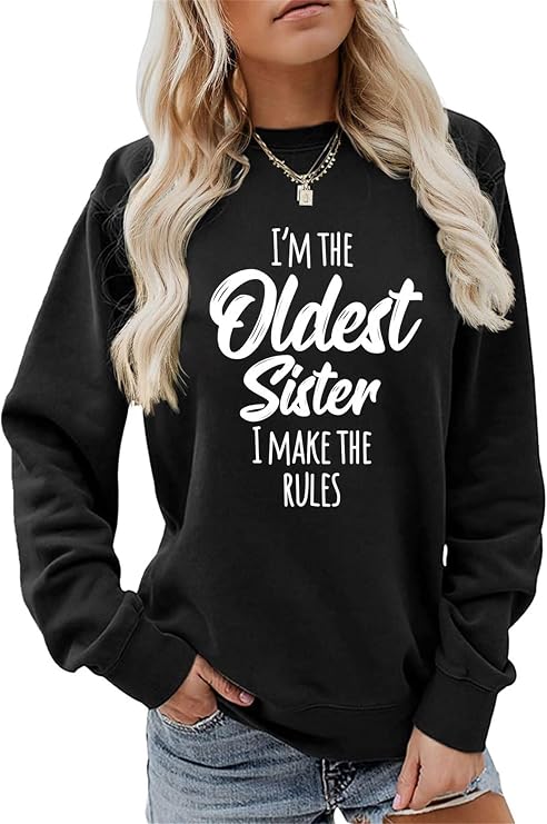 BOYRMSLGY Sweatshirt for Women I'm The Youngest/Middle/Oldest Sister Shirts Funny Sisters Matching Outfits Casual Pullover