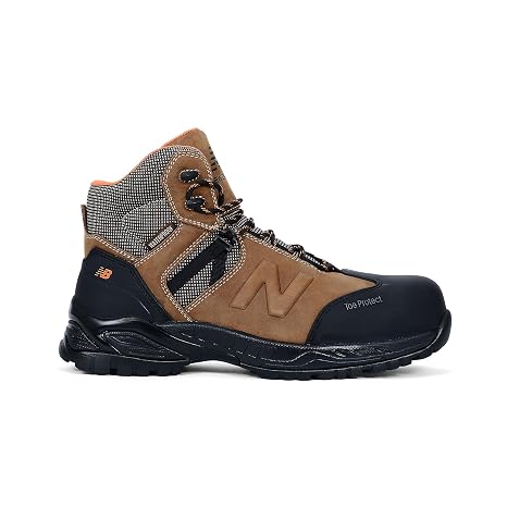 New Balance Allsite Composite Toe Work Boots for Men - Waterproof, Non-Slip Safety Shoes for Industrial and Construction, Rustic Brown, 9.5 D