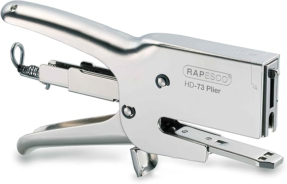 Rapesco 1169 Heavy-Duty HD-73 Plier Stapler, 70 Sheet Capacity, Chrome