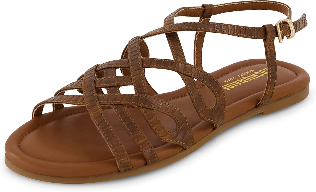 CUSHIONAIRE Women's Joanna flat sandal +Comfort Foam, Wide Widths Available
