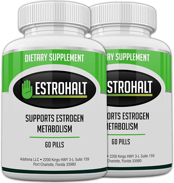 Estrohalt 2 Pack 120 Pills- Best Estrogen Blocker DIM Supplement (Diindolylmethane) and Indole-3-Carbinol (I3C) for Women & Men | Natural Aromatase Inhibitor Vitamin to Help PCOS, Menopause, and PMS