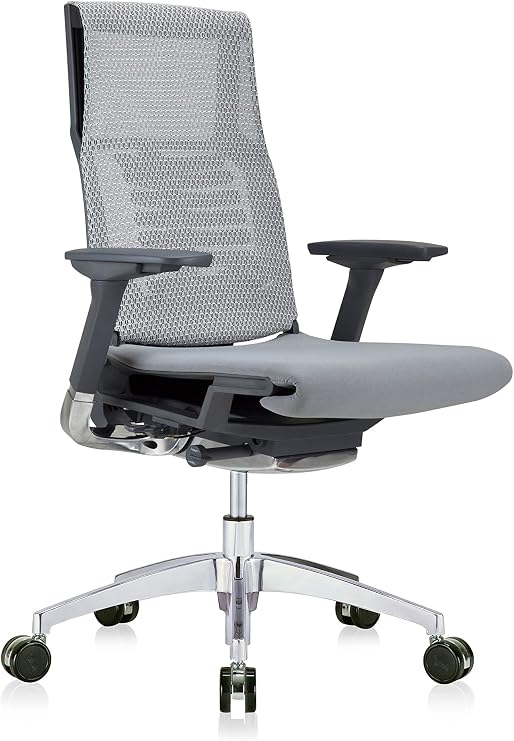 POwerFIT Exec Chair Grey Fabric SEAT/MESH Back-Charcoal Frame