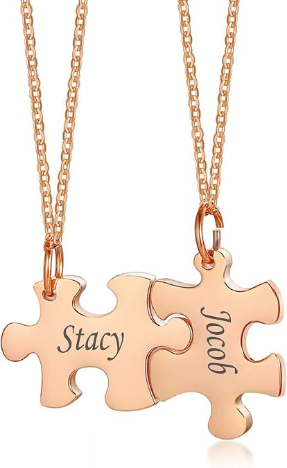 VNOX Friendship Necklace Set of 2/3/4/5/6 - Customized Heart Puzzle Piece Necklace for Women Family BFF Best Friends Friendship Gift