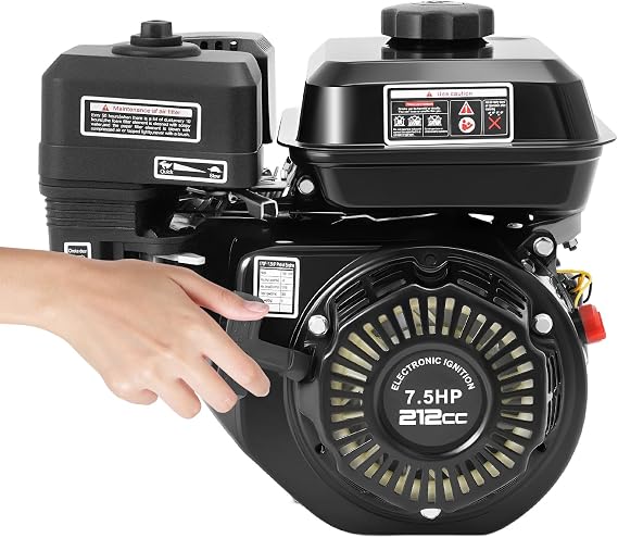210CC 4-Stroke Gas Engine 7.5 HP OHV Industrial Grade Gasoline Engine Horizontal Shaft Recoil/Pull Start Multi-Use Replacement Engine Motor for HondaGX160 Go Kart Log Splitter Mini Bike (210cc, 7.5HP)