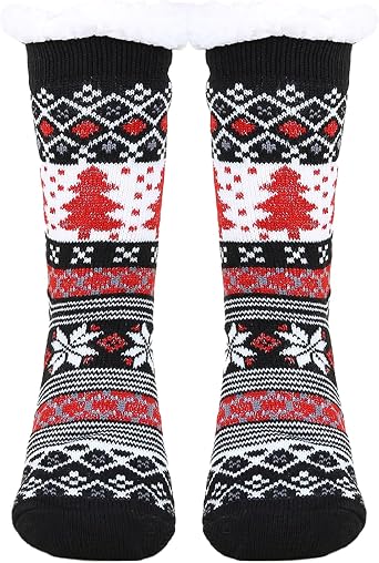 Thicker Warm Fuzzy Socks Non Slip Fluffy House Cozy Sock Indoor Comfy Slipper Cabin Plush Stocking with Grips Feet Warmers Stuffer - Women Winter Sleep Home Adult Cute Socks Christmas Halloween Gifts for Women Girls Mother Madrina Girlfriend Wife