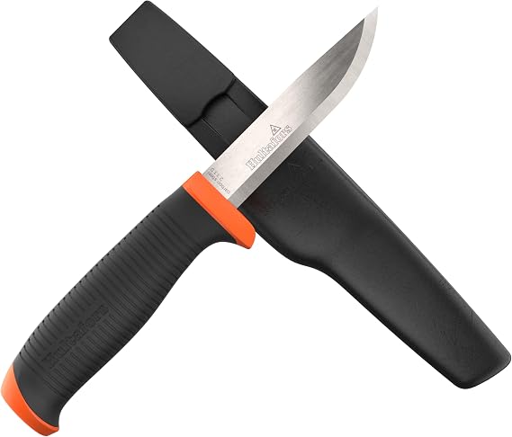 Hultafors Craft knife HVK GH I multi-purpose knife with non-slip Santoprene® handle and premium carbon steel blade I Including sleeve and holder for work trousers I 380210