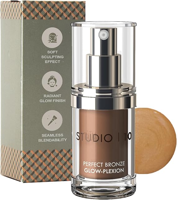 Liquid Bronzer & Highlighter Duo – Natural Bronze Glow & Soft Sculpting in One – Light-Reflecting, Hydrating Formula for Radiant, Youthful-Looking Skin