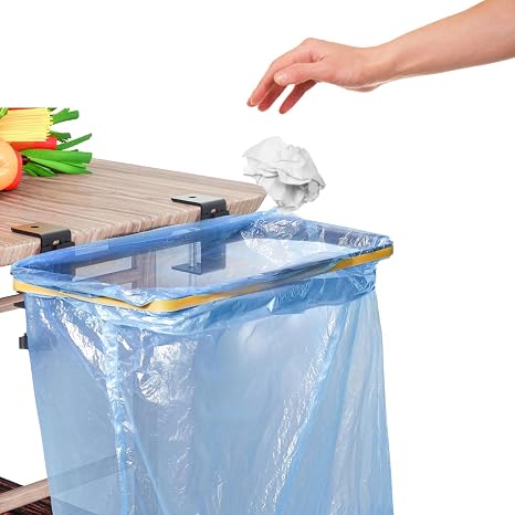 mumisuto Trash Bag Holder, Over The Cabinet Trash Bag Holder for Kitchen, Stainless Steel Under Sink Bag Holder, Garbage Bag Holder for Kitchen, Cabinet, Camping, Picnics (Without Garbage Bag)
