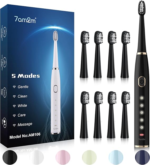 7AM2M Sonic Electric Toothbrush for Adults and Kids High Power Rechargeable