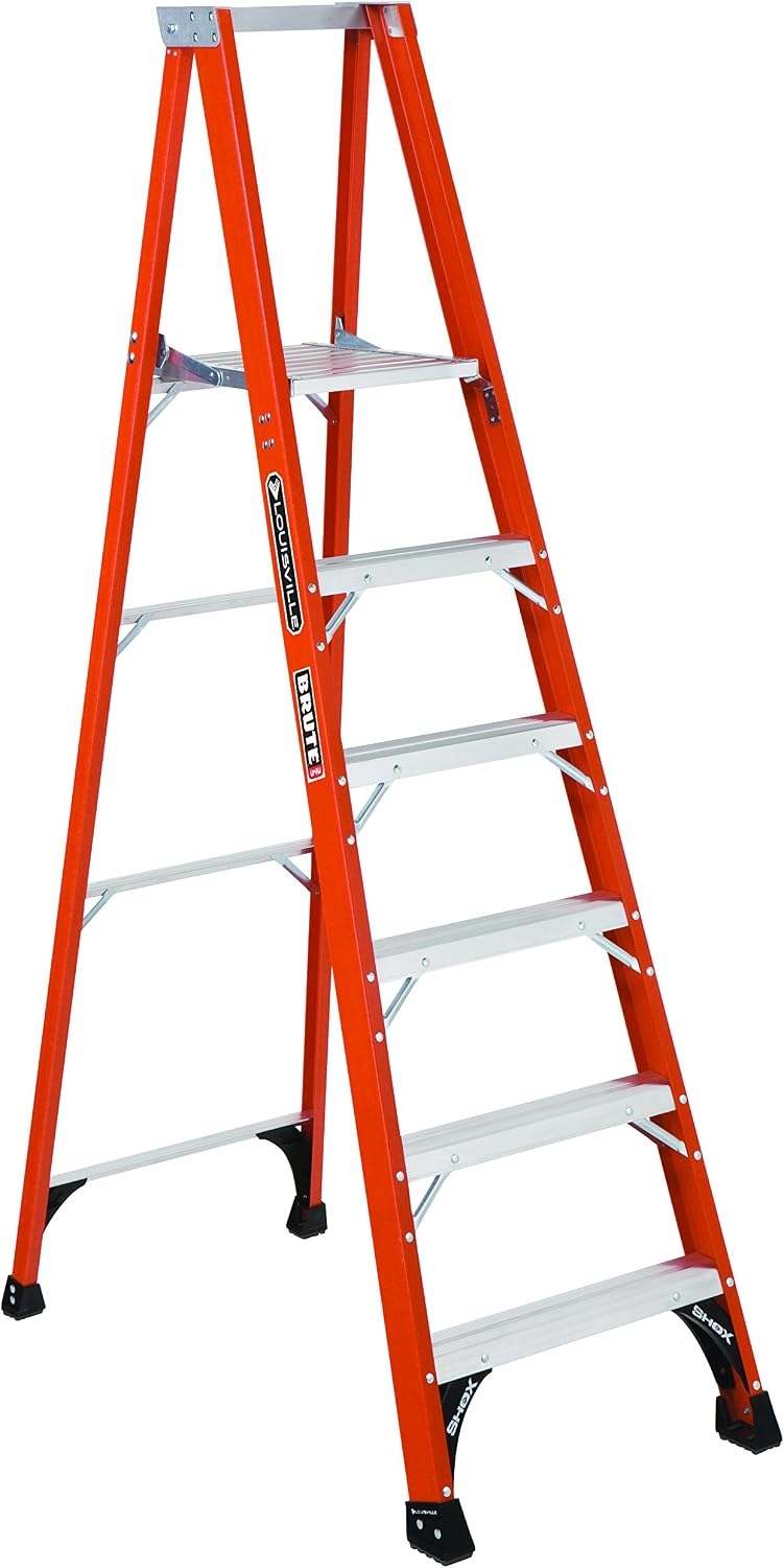 Louisville Ladder 6-Foot Fiberglass Platform Ladder, 375-Pound Capacity, FP1406HD