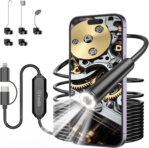 1920P HD Endoscope Inspection Camera, 16.4ft Semi-Rigid Camera