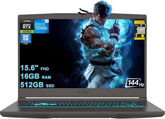 msi Thin 15 Gaming Laptop 15.6" FHD IPS 144Hz Intel 8 core i5-13420H (Beats i7-12650H) 16GB RAM 512GB SSD GeForce RTX 4060 Type-C Backlit Win11Pro ICP Hub