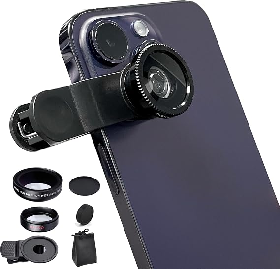 eCostConnection Universal 3 in 1 Camera Lens Kit for Smartphones: Fisheye, Macro, Wide Angle Lenses with Pouch