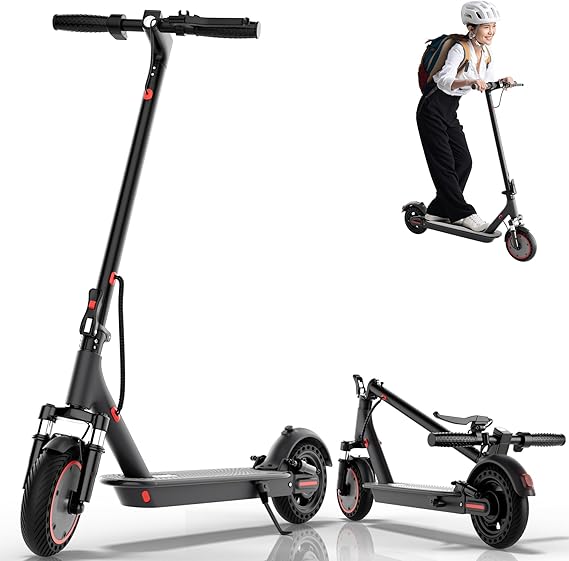 Electric Scooter for Adults with Dual Suspension System - 10" Solid Tires, 500W Brushless Motor, 11-22 Mph, 23 Miles Long Range, Double Braking Folding Fast E-Scooter, App Control