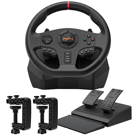 PXN V900 PC Racing Wheels - 270/900Gaming Steering Wheel with Linear Pedals & Racing Paddles
