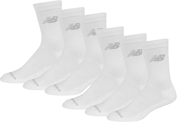 New Balance Performance Basic Unisex Sports Crew Socks White (6 Pack)