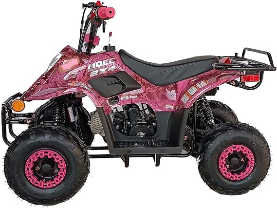 HHH ATV 110cc ATV Quads Youth ATV Gas ATVs Fully Automatic 4 Wheeler for Kids ATV 4 Wheeler Boulder 110B1 (Pink Color)