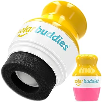 Solar Buddies Sunscreen Applicator Pink Refillable Roll-on Sponge for Sunscreens & Lotions For Kids, Adults & Families Holds 3.4Fl Oz Perfect for Travel